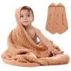 imageComfy Cubs Hooded Baby Towel 2Pack Large 32 x 32 Inch  6 Layer 100 Muslin Cotton for Babies Toddlers and Kids  Soft ampamp Absorbent Baby Bath Towels  Unisex Design for Bath Time  BlushCaramel