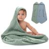 imageComfy Cubs Hooded Baby Towel 2Pack Large 32 x 32 Inch  6 Layer 100 Muslin Cotton for Babies Toddlers and Kids  Soft ampamp Absorbent Baby Bath Towels  Unisex Design for Bath Time  WhitePacific Blue and Fern