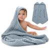 imageComfy Cubs Hooded Baby Towel 2Pack Large 32 x 32 Inch  6 Layer 100 Muslin Cotton for Babies Toddlers and Kids  Soft ampamp Absorbent Baby Bath Towels  Unisex Design for Bath Time  WhitePacific Blue