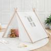 imageComfy Cubs Kids Play Tent  Breathable Cotton Teepee for Imaginative Activity  Indoor Canvas Play Tent  Easy Setup Safe Design and Spacious Layout for Children  Natural WoodBlush