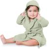 imageComfy Cubs Muslin Bath Robe for Kids  100 Cotton 4Layer Absorbent Muslin Fabric  Hooded with Pockets and BeltedSage