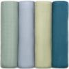 imageComfy Cubs Muslin Swaddle Blankets Pack of 4 47 x 47 Inches Soft Cotton Baby Blanket Set Large Multipurpose Swaddling Wraps for Newborns  SelfSoothing Swaddle  Sun Rainbow Rain DoodleSage  Pacific Blue  Fern neptune