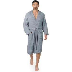 imageComfy Cubs 100 Cotton Muslin Bathrobe  4Layer Absorbent Robe with Pockets ampamp Belt for Bath Spa or LoungingPacific Blue