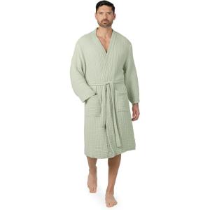 imageComfy Cubs 100 Cotton Muslin Bathrobe  4Layer Absorbent Robe with Pockets ampamp Belt for Bath Spa or LoungingSage
