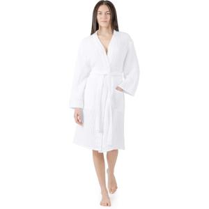 imageComfy Cubs 100 Cotton Muslin Bathrobe  4Layer Absorbent Robe with Pockets ampamp Belt for Bath Spa or LoungingWhite