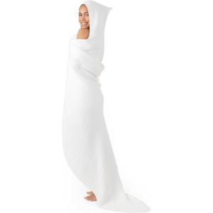 imageComfy Cubs Adult Hooded Towel and Wearable Blanket  Large 58 x 58 Soft Absorbent and Stylish DualFunction Muslin Towel Hoodie for Bath Relaxation and Everyday Use  WhiteWhite