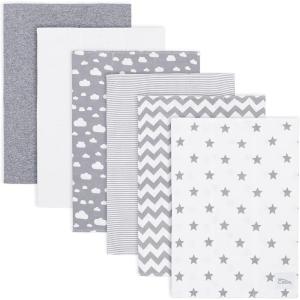 imageComfy Cubs Baby Burp Cloths Set Pack of 6  Large 6Layer Ultra Absorbent 100 Cotton for Infant SpitUp Drool and Messes  Soft Gentle Thoughtful New Born Baby Gifts Multi BoyGrey Pattern