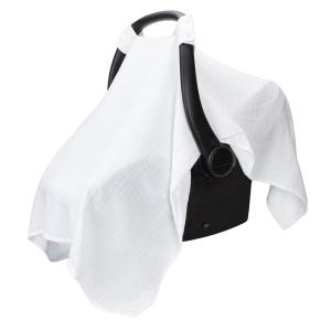 imageComfy Cubs Baby Car Seat Cover  Soft Breathable Bamboo Rayon and Muslin Cotton Blend  Lightweight Canopy for Sun Bug and Comfort Protection  Large Size Infant Seat Cover in Sage DesignWhite