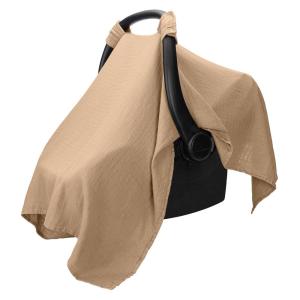imageComfy Cubs Baby Car Seat Cover  Soft Breathable Bamboo Rayon and Muslin Cotton Blend  Lightweight Canopy for Sun Bug and Comfort Protection  Large Size Infant Seat Cover in Sage DesignCedar
