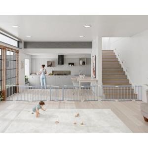 imageComfy Cubs Baby Gate Playpen  57 x 57 x 25 in Extends Up to 228  Pine Wood Foldable Playpen with ChildProof Lock  Easy Assembly Baby Fence Play Area for Babies ampamp Toddlers  BlushPacific Blue