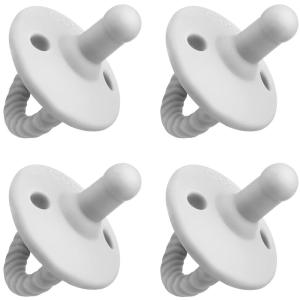imageComfy Cubs Baby Pacifiers 4 Pack for 018 Months  Soft BreastLike Nipple Shape  CPSIA Compliant Silicone Pacifier for Newborns  Girl Pack Baby Essentials  Ideal Newborn Gift Set  BlueGrey