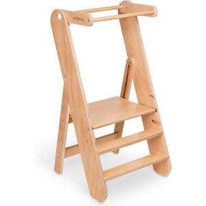 imageComfy Cubs Kids Step Stool for Ages 3 3 Height Adjustable Toddler Tower Montessori Furniture Designed in The US  Toddler Standing Tower for Kitchen Sink ampamp Bathroom Access  Pacific BlueNatural Wood
