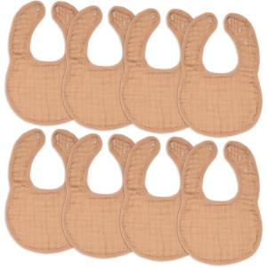 imageComfy Cubs Muslin Baby Bibs Drool Bibs Adjustable with Easy Snaps Teething ampamp Drooling Absorbent Bibs for Boys ampamp GirlsCaramel  Pack of 8