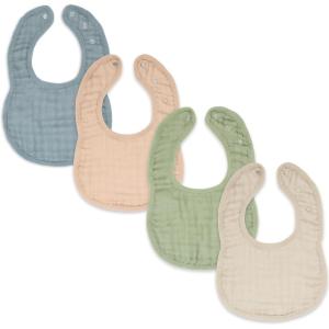 imageComfy Cubs Muslin Baby Bibs Drool Bibs Adjustable with Easy Snaps Teething ampamp Drooling Absorbent Bibs for Boys ampamp GirlsMulticolor  Pack of 4