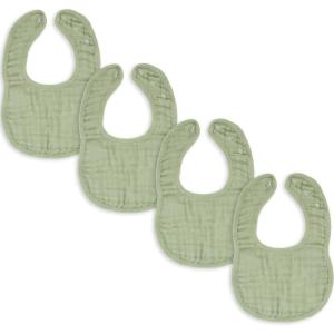 imageComfy Cubs Muslin Baby Bibs Drool Bibs Adjustable with Easy Snaps Teething ampamp Drooling Absorbent Bibs for Boys ampamp GirlsSage  Pack of 4