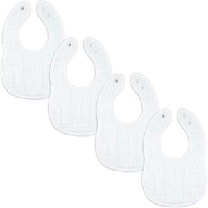 imageComfy Cubs Muslin Baby Bibs Drool Bibs Adjustable with Easy Snaps Teething ampamp Drooling Absorbent Bibs for Boys ampamp GirlsWhite  Pack of 4