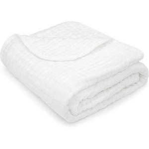 imageComfy Cubs Muslin Blanket for Adults Queen 90quot x 90quot  6 Layer Soft Breathable ampamp Lightweight Muslin Adult Blanket  Machine Washable ampamp Designed in The US Bedding for All Seasons  SandWhite