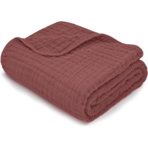 imageComfy Cubs Muslin Blanket for Adults Queen 90quot x 90quot  6 Layer Soft Breathable ampamp Lightweight Muslin Adult Blanket  Machine Washable ampamp Designed in The US Bedding for All Seasons  SandWine