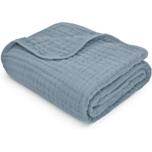 imageComfy Cubs Muslin Blanket for Adults Queen 90quot x 90quot  6 Layer Soft Breathable ampamp Lightweight Muslin Adult Blanket  Machine Washable ampamp Designed in The US Bedding for All Seasons  SandPacific Blue
