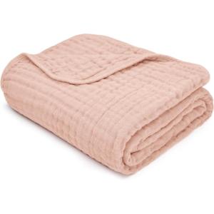 imageComfy Cubs Muslin Blanket for Adults Queen 90quot x 90quot  6 Layer Soft Breathable ampamp Lightweight Muslin Adult Blanket  Machine Washable ampamp Designed in The US Bedding for All Seasons  SandBlush