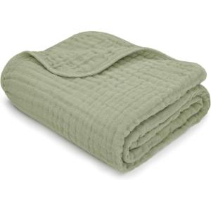 imageComfy Cubs Muslin Blanket for Adults Queen 90quot x 90quot  6 Layer Soft Breathable ampamp Lightweight Muslin Adult Blanket  Machine Washable ampamp Designed in The US Bedding for All Seasons  SandSage