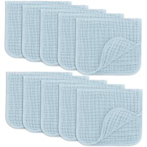 imageComfy Cubs Muslin Burp Cloths 20quot x 10quot Pack of 10  Large 6Layer Ultra Absorbent 100 Cotton for Baby Drool and Messes  Soft Safe ampamp Gentle Baby Burp Cloths for Boys ampamp Girls  BlushSky Blue