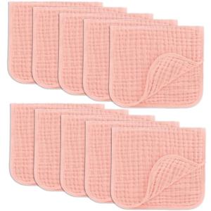 imageComfy Cubs Muslin Burp Cloths 20quot x 10quot Pack of 10  Large 6Layer Ultra Absorbent 100 Cotton for Baby Drool and Messes  Soft Safe ampamp Gentle Baby Burp Cloths for Boys ampamp Girls  BlushLace