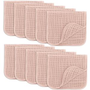 imageComfy Cubs Muslin Burp Cloths 20quot x 10quot Pack of 10  Large 6Layer Ultra Absorbent 100 Cotton for Baby Drool and Messes  Soft Safe ampamp Gentle Baby Burp Cloths for Boys ampamp Girls  BlushBlush