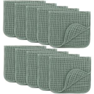 imageComfy Cubs Muslin Burp Cloths 20quot x 10quot Pack of 10  Large 6Layer Ultra Absorbent 100 Cotton for Baby Drool and Messes  Soft Safe ampamp Gentle Baby Burp Cloths for Boys ampamp Girls  BlushFern