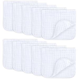 imageComfy Cubs Muslin Burp Cloths 20quot x 10quot Pack of 10  Large 6Layer Ultra Absorbent 100 Cotton for Baby Drool and Messes  Soft Safe ampamp Gentle Baby Burp Cloths for Boys ampamp Girls  BlushWhite