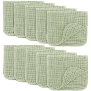 imageComfy Cubs Muslin Burp Cloths 20quot x 10quot Pack of 10  Large 6Layer Ultra Absorbent 100 Cotton for Baby Drool and Messes  Soft Safe ampamp Gentle Baby Burp Cloths for Boys ampamp Girls  BlushSage