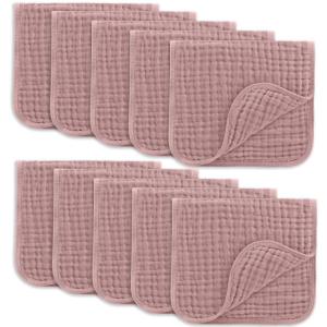 imageComfy Cubs Muslin Burp Cloths 20quot x 10quot Pack of 10  Large 6Layer Ultra Absorbent 100 Cotton for Baby Drool and Messes  Soft Safe ampamp Gentle Baby Burp Cloths for Boys ampamp Girls  BlushMauve