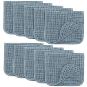 imageComfy Cubs Muslin Burp Cloths 20quot x 10quot Pack of 10  Large 6Layer Ultra Absorbent 100 Cotton for Baby Drool and Messes  Soft Safe ampamp Gentle Baby Burp Cloths for Boys ampamp Girls  BlushPacific Blue