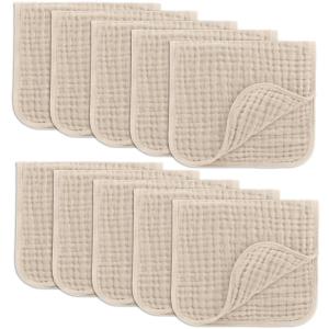 imageComfy Cubs Muslin Burp Cloths 20quot x 10quot Pack of 10  Large 6Layer Ultra Absorbent 100 Cotton for Baby Drool and Messes  Soft Safe ampamp Gentle Baby Burp Cloths for Boys ampamp Girls  BlushSand