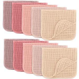 imageComfy Cubs Muslin Burp Cloths 20quot x 10quot Pack of 10  Large 6Layer Ultra Absorbent 100 Cotton for Baby Drool and Messes  Soft Safe ampamp Gentle Baby Burp Cloths for Boys ampamp Girls  BlushMulti Girl