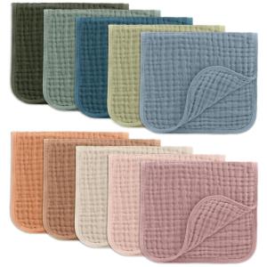 imageComfy Cubs Muslin Burp Cloths 20quot x 10quot Pack of 10  Large 6Layer Ultra Absorbent 100 Cotton for Baby Drool and Messes  Soft Safe ampamp Gentle Baby Burp Cloths for Boys ampamp Girls  BlushMulticolor