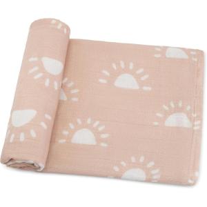 imageComfy Cubs Muslin Swaddle Blankets Pack of 4 47 x 47 Inches Soft Cotton Baby Blanket Set Large Multipurpose Swaddling Wraps for Newborns  SelfSoothing Swaddle  Sun Rainbow Rain DoodleBlush Sun