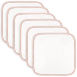 imageComfy Cubs Organic Rayon Made from Bamboo Baby Washcloths 6 Pack UltraSoft Organic Fabric Gentle on Sensitive Skin for Face and Body Plush Super Absorbent for Girls and Boys Blush Trim