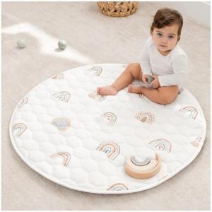 imageComfy Cubs Rectangle Kids Play Mat  Medium 48 x 72 inches Soft Quilted Baby Floor Mat with NonSlip Bottom  Plush Design for Toddlers Playtime and Relaxation  Comfortable and Durable  FernRainbow