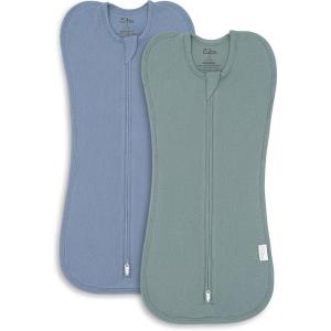 imageComfy Cubs Swaddle Blanket Baby Girl Boy Easy Zipper Wrap 2 Pack Newborn Infant Sleep Sack Small 03 Months BlueNomadic Blue  Azul