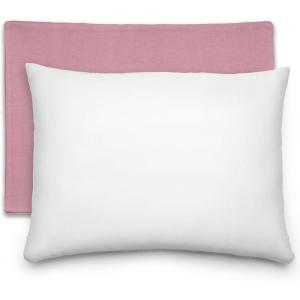 imageComfy Cubs Toddler Pillow with Muslin Pillowcase 13 x 18 in  Travel and Sleep Support for Kids  Lightweight Breathable Microfiber Fill  Soft and Cozy Small Pillow for Toddlers  SageMauve