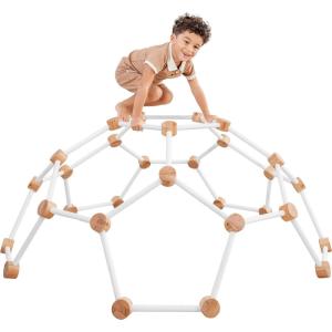 imageComfy Cubs Wooden Toddler Play Gym for 36 Years Old  Montessori Climber for Kids  Safe Climbing Toy Support up to 120 lbs  Easy to Assemble Kids Climber for Active Play  BlushWhite