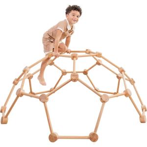 imageComfy Cubs Wooden Toddler Play Gym for 36 Years Old  Montessori Climber for Kids  Safe Climbing Toy Support up to 120 lbs  Easy to Assemble Kids Climber for Active Play  BlushNatural Wood