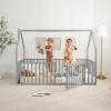 imageComfy Cubs Kids House Gated Floor Bed Twin Size  100 Pinewood Montessori Floor Bed with Safety Enclosure for Children Aged 5 Fun Kids Playhouse Design for Sleep amp Play  WhiteGrey