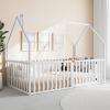 imageComfy Cubs Kids House Gated Floor Bed Twin Size  100 Pinewood Montessori Floor Bed with Safety Enclosure for Children Aged 5 Fun Kids Playhouse Design for Sleep amp Play  WhiteWhite
