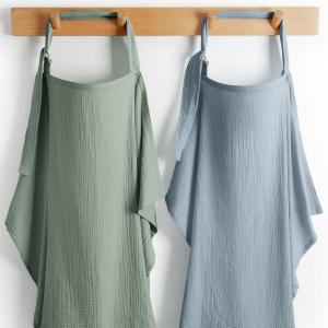 imageComfy Cubs Muslin Nursing Cover Pack of 2100 Cotton Muslin Breastfeeding Cover for Moms Soft amp Breathable Baby Nursing Scarf Adjustable Neck Strap  Privacy Coverage  Sand and CedarFern and Pacific Blue