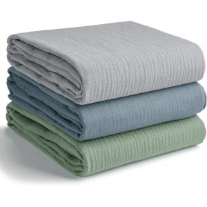 imageComfy Cubs Muslin Swaddle Blankets Pack of 342 x 42 Inch Soft 100 Cotton Baby Blanket Set Large Wraps for Newborns  SelfSoothing Swaddles for Newborns  Heather Blue Pacific Blue FernHeather Blue  Pacific Blue  Fern